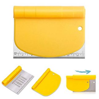 Dough Scraper, 2 in 1 Bowl Scraper/Chopper Stainless Steel Bench Scraper Cutter for Pastry, Pizza and Food, Multi-purpose Baking Tools with Measurement, Best Flexible Kitchen Spatula Gift Set