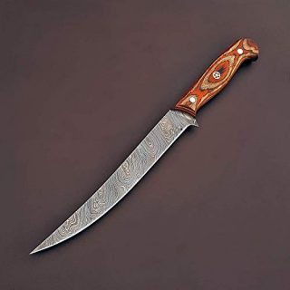 vk5524 Handmade Damascus Steel Chef Kitchen Fillet Boning Knife Professional with Leather Sheath