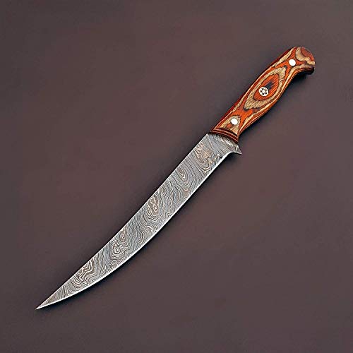 vk5524 Handmade Damascus Steel Chef Kitchen Fillet Boning Knife Professional with Leather Sheath