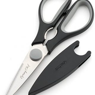 Kitchen Shears with Blade Cover, Stainless Steel Scissors for Herbs, Chicken, Meat & Vegetables, Black