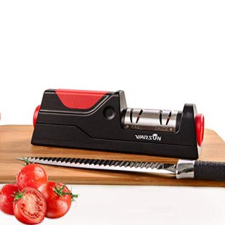 Warsun Electric Knife Sharpener, Knife Sharpening, Kitchen Professional Tool for Chef Knife, for Straight and Flat Knives, Black(Upgraded),not for Ceramic, Serrated Knives