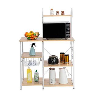 lOOkME-H Standing Baker's Rack - Utility Storage Shelf, 35.5" Microwave Stand 4-Tier 3-Tier Shelf, Kitchen Organizer Rack Organizer
