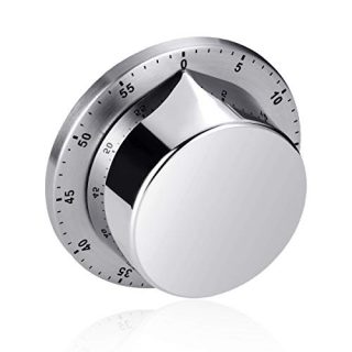 Kitchen Timer，Magnetic Kitchen Timer Kitchen Cooking Timer Clock With Bell Alarm Clock,No Battery Needed,100% Mechanical-Magnetic Backing, Exquisite Stainless Steel Body, Countdown Reminder, (Round)