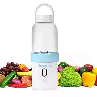 Blubaby Portable Blender - Leak Proof & Powerful Electric Juicer - Personal Fruit & Vegetable Mixer for Iced Smoothies, Shakes, Baby Food - Travel Drink Maker with USB Rechargeable Battery - 500ml