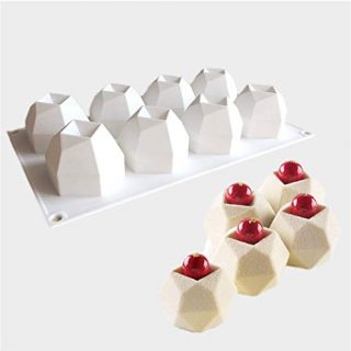 Silicone Molds for Baking 3D Rubik's cube Gem Shape for Silicone Mousse Cake Mold Dessert Molds Pudding Pastry Fruit Jelly DIY Soap Mould, 8-Cavity