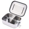 Eglaf 750ml Stainless Steel Bento Box - 25oz Small Food Containers with 3 Compartments - Silicone Edge Pad & Lock Catch for Airtightness - Fitness Lunch Box for Primary School Student, Kids, Child