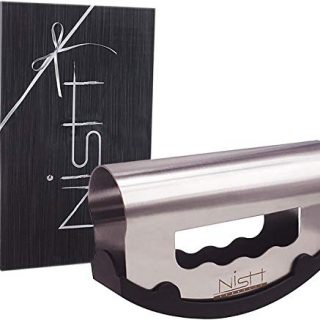 Nish Salad Chopper with Protective Cover Mincing Knives Vegetable Knife Mezzaluna Mincer Double Blade Stainless Steel for Home Kitchen & Restaurant