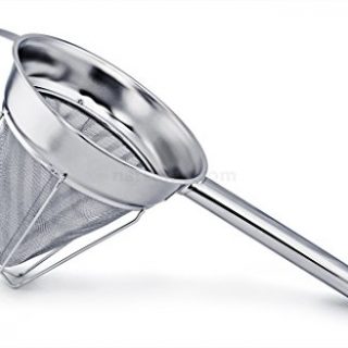 New Star Foodservice 38071 Stainless Steel Reinforced Bouillon Strainer, 8-Inch