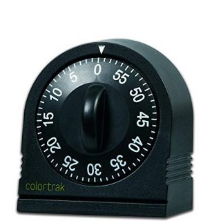Colortrak 60 Minute Wind Up Timer, Easy To Operate, Set for Short Time, Sets From 0 to 60 Minutes, For Hair Color Processing, Cosmetic Applications, Tanning Time, Kids' Activities or Timeouts, Black