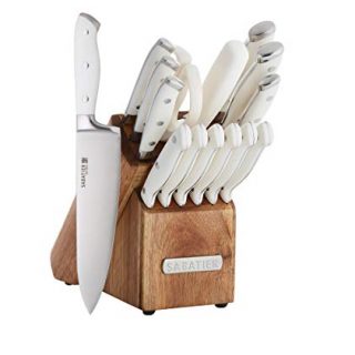 Sabatier Forged Triple Rivet Knife Block Set, 15-Piece, White