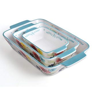 KINGSBULL HOME Baking Dish Ceramic Casserole Dish Baking Set 3-pcs Bakeware Sets Lasagna Pan Baking Dishes Baking Pan