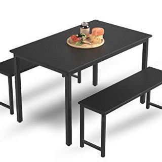 MIERES Table Set 2 Benches Small Kitchen Dining Room