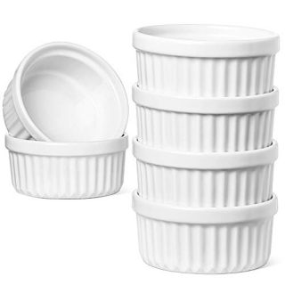 LE TAUCI 4 Oz Ramekins, Dipping Sauces - Creme Brulee Dishes,Soufle/Pudding Cups, Set of 6, Oven Safe, Oyster White