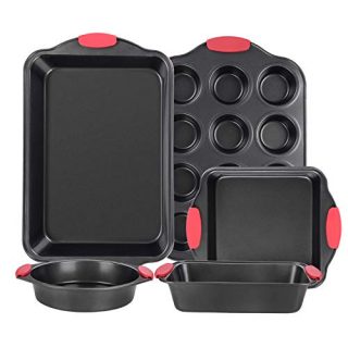 Nonstick Bakeware Set with Grips includes Cookie Sheet