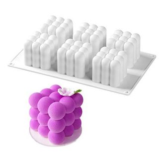ANUNU Silicone Molds Baking for Mousse Cake, 3D Baking Molds Dessert Molds for Pastry Truffle Pudding Jelly Cheesecake, Rubik's Cube Shape, 6-Cavity