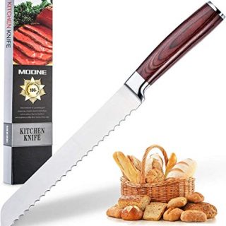 Serrated Bread Knife 8 Inch - High Carbon Ultra Sharp Stainless Steel Kitchen Knife with Wood Handle,for Cutting Crusty Breads Cake by Moone (New)