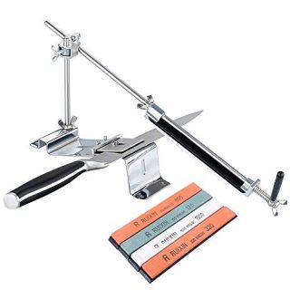 Professional Chef Knife Sharpener All Iron Steel Kitchen Sharpening Kit System Tools Fixed-angle With 4 Whetstones