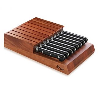 Cangshan V2 Series German Steel Forged 8-Piece Steak Knife Set with Solid Acacia Wood Block, 5-Inch Blade