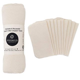 Reusable Unpaper Towels Washable - Bamboo Nature Friendly Paper Towels Organic Cotton - Thick, Strong, Paperless Kitchen Roll - Reusable Napkins - Zero Waste - 10 Pack