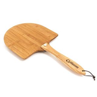 Chef Pomodoro Bamboo Pizza Peel with Foldable Wood Handle for Easy Storage, 12-Inch Diameter, Gourmet Luxury Pizza Paddle for Baking Homemade Pizza Bread