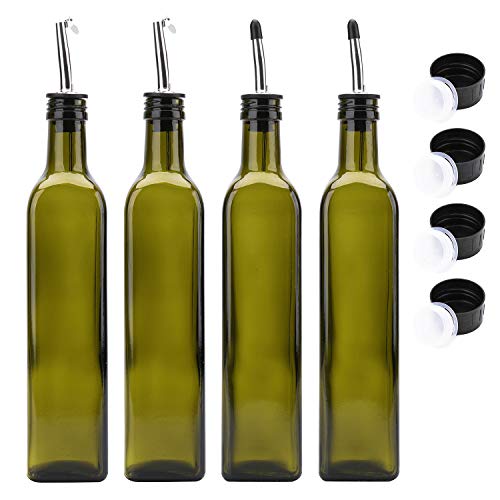 Kingrol 4-Pack 17 Oz. Glass Olive Oil Dispenser Bottles