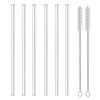MIXIAO Reusable Glass Straws - 8.5" x 10 mm Handmade Smoothie Straws Clear Straight - 6 Pack With 2 Cleaning Brush - Healthy, Eco Friendly, BPA Free,Milkshake and Smoothie Straws
