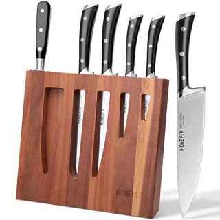 Homever Knife Set, 7-Piece Kithcen Knife Set with Block Wooden, Manual Sharpening for Chef Knife Set, German Stainless Steel