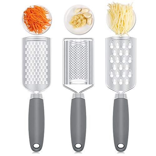 3 Pieces Kitchen Food Grater Graters Zester Kits with Anti-rust Rubber Grip