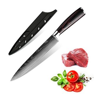 KEPEAK Chef Knife 8 Inch for Carving, Slicing & Chopping, Sashimi Sushi Knives Kitchen High Carbon Stainless Steel, with Ergonomic Handle