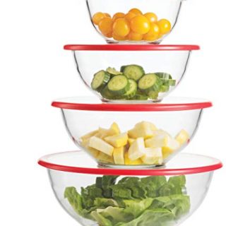 Superior Glass Mixing Bowls with Lids - 8 Piece Mixing Bowl Set with BPA- Free lids, Space Saving Nesting Bowls - Easy Grip & Stable Design for Meal Prep & Food Storage -Glass bowl For Cooking, Baking