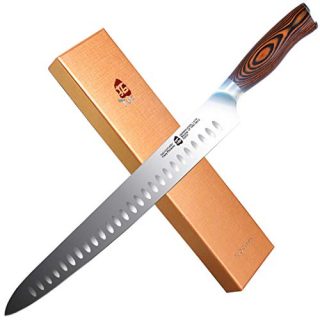TUO Slicing Carving Knife - HC German Stainless steel - Meat Knife with Ergonomic Pakkawood Handle - 12" - Fiery Series