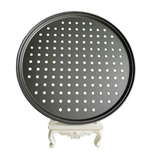 Non stick pizza pan with holes for oven best perforated carbon steel pizza tray (12inch)