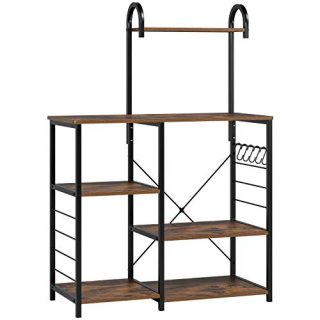 Homfa Kitchen Baker's Rack with High Shelf, Vintage Microwave Stand Utility Storage Shelf Kitchen Island Rack 3-Tier and 4-Tier Multipurpose Organizer Workstation with 5 Hooks, 35.4Lx15.7Wx52H inch