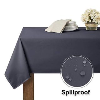 RYB HOME Spillproof Table Cloth for 8 ft Rectangle Table Stain Resistant Tabletop Decor for Kitchen & Dining Washable Tablecloth for Buffet Picnic Outdoor Ues, 60 x 102 inch, Grey
