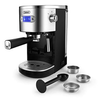 Gevi Espresso Machines 20 Bar Fast Heating Automatic Cappuccino Coffee Maker with Foaming Milk Frother Wand for Espresso, Latte Macchiato, 1.2L Removable Water Tank, Double Temperature Control System 1350W, Black