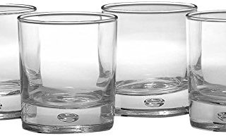 Circleware Air Bubble Heavy Base Whiskey Glass Drinking Glasses, Set of 4, Entertainment Dinnerware Glassware for Water, Juice, Beer Bar Liquor Dining Decor Beverage Cups Gifts, 10 oz, Oslo DOF
