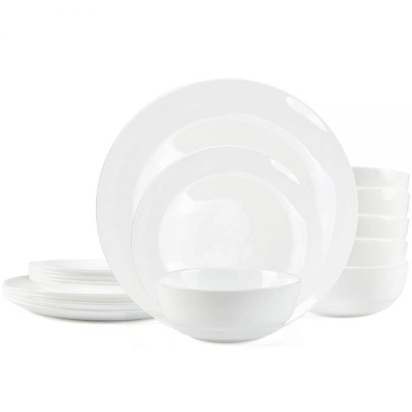Dinnerware Set Danmers 18-piece Opal Dishes Sets Service for 6 Plates Bowls 5.5" Break and Crack Resistant Dish Sets