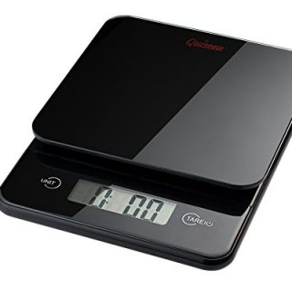 Quiseen Compact Digital Kitchen Food Scale - 11lbs / 5kg Capacity (Black)