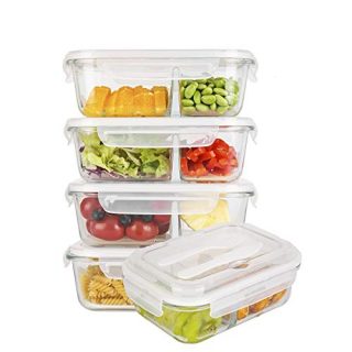 Glass Meal Prep Containers Compartment (5-Pack)