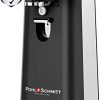 POHL SCHMITT Electric Can Opener, Easy Push Down Lever, Knife Sharpener, Bottle Opener & Built-In Cord Storage, Opens All Standard-Size and Pop-Top Cans