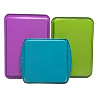 casaWare 3pc Multi-Color and Size Baking Set (Cookie Jelly Roll/Rectangular/Square Cake Pan)