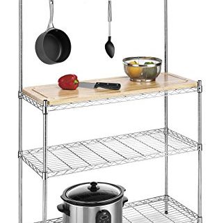 Whitmor Supreme Baker’s Rack with Food Safe Removable Wood Cutting Board - Chrome