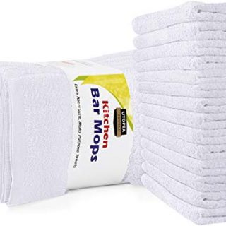 Utopia Towels Kitchen Bar Mops Towels, Pack of 12 Towels - 16 x 19 Inches, 100% Cotton Super Absorbent White Bar Towels, Multi-Purpose Cleaning Towels for Home and Kitchen Bars