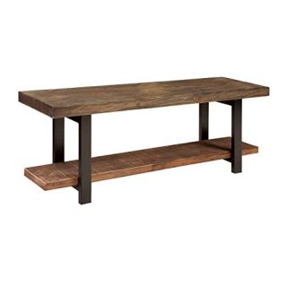 Reclaimed Wood Bench with Open Shelf