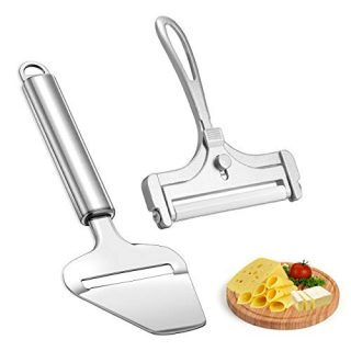 Cheese Slicer with Wire, WarmHut Stainless Steel Cheese Slicer Set and Cheese Cutter Plane Knives for Soft, Semi-hard, Hard Cheeses Kitchen Tool, Set of 2