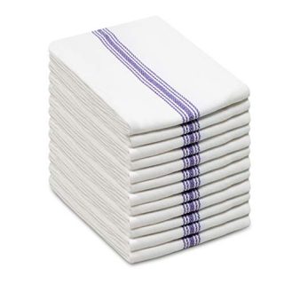 Cotton Craft - Scandia Stripe Blue & White 12 Pack Superior Professional Grade Kitchen Dish Tea Towels - May Also be Used as Napkins - 16x28 30 Ounces Pure 100% Cotton, Low Lint, Sturdy Weave
