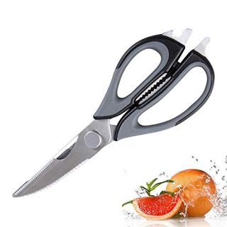 Yeehua Kitchen Shears Ultra Sharp Stainless Steel Multi-function Kitchen Shears with Blade Cover, Stainless Steel Scissors for Herbs, Chicken, Meat & Vegetables, Black