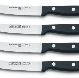 WÜSTHOF Gourmet Four Piece Steak Knife Set (Blister Pack) | 4-Piece German Knife Set | Precise Laser Cut High Carbon Stainless Steel Kitchen Steak Knife Set – Model 8464