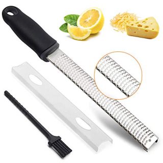Premium Classic Series Zester & Grater The Hand-held Kitchen Tools for Parmesan Cheese, Citrus, Lemon, Lime, Chocolate, Fruits, Stainless Steel Blad, Dishwasher Safe