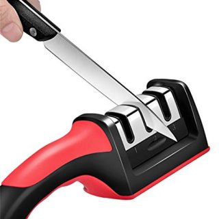 Knife Sharpener - Complete 3-stage kitchen knife Accessories to Repair, Grind, Polish Blade - Easy and Safe to Use - Effective Multi-tool Home Kitchen Sharpener Non-slip for All Size Knives